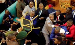 Uganda's parliament in free for all