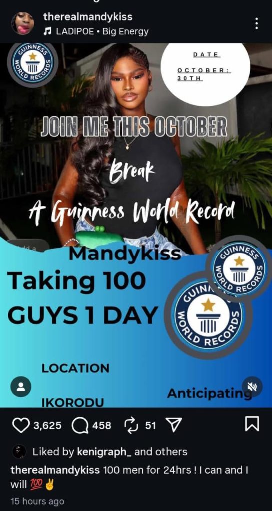 Mandykiss who wants to sleep with 100 men