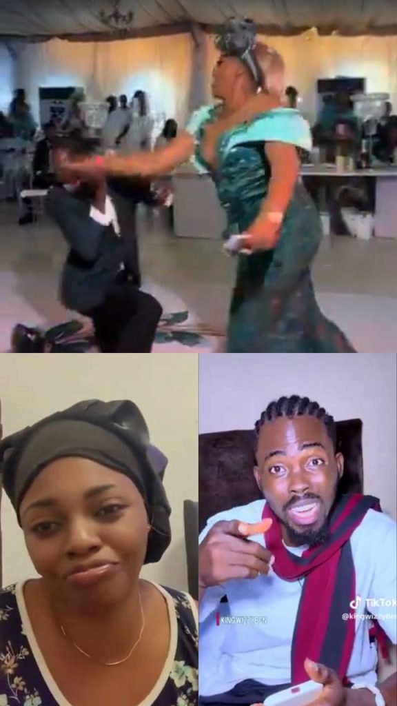 A video making rounds online shows the shocking moment a woman, Ella, slapped her boyfriend after he proposed to her at a friend’s wedding.