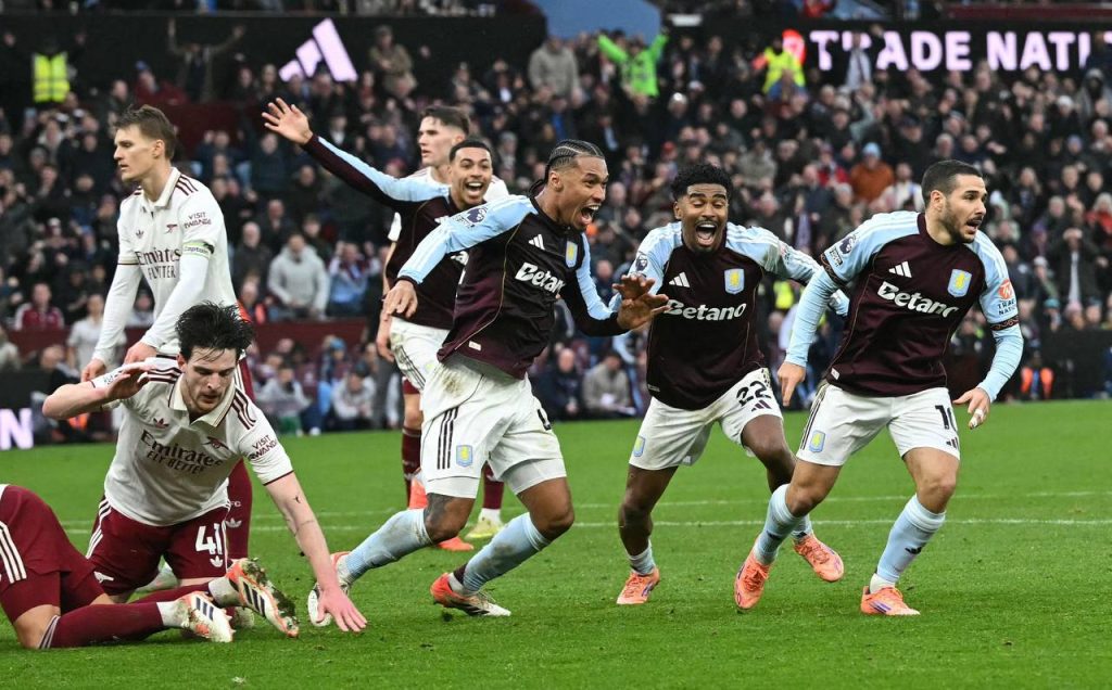 Aston Villa defeat Arsenal with a last-minute winner at Villa Park, cutting the Gunners’ Premier League lead to three points as Villa extend their winning streak.