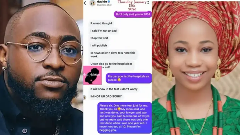 Davido, screenshot and Anu Adeleke