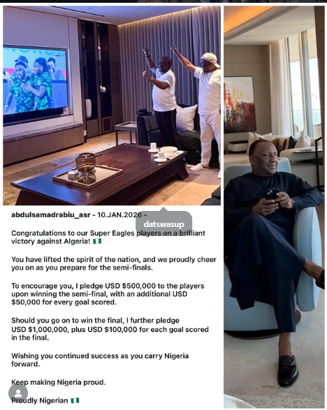 AFCON semi-final: BUA CEO pledges $500,000 bonus to Super Eagles