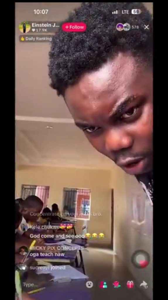 Nigerian teacher streams on TikTok, asking viewers for virtual gifts to spare students from punishment. The viral video has sparked both laughs and debate online.