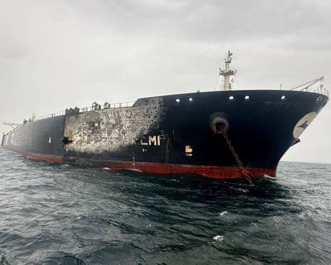Iranian drone hits oil tanker off Dubai, damaging a Kuwaiti vessel and sparking a fire later contained by authorities, with no casualties or oil spill reported.