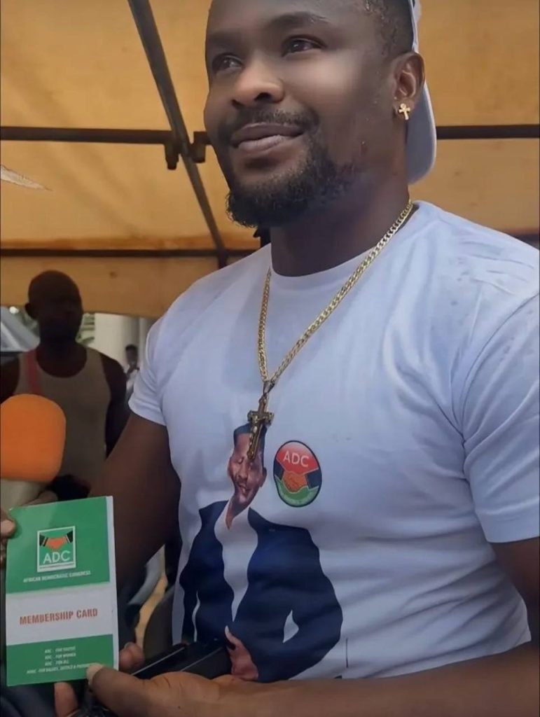 Zubby Michael joins ADC after registering in his Ozubulu hometown, Anambra State. The Nollywood actor confirms his membership on Instagram, sparking online reactions.